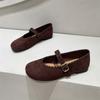 Fashion French Retro Style One-word Buckle Strap Mary Jane Single Shoes Women's Flat Sole 2025 Early Autumn New