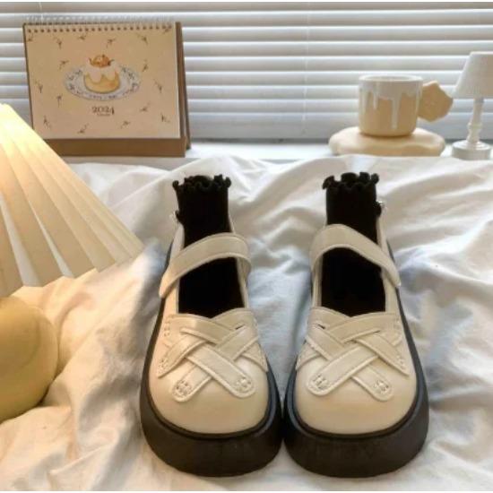 Women's Round Toe  Spring New Style Deep Mouth Literary Lady Campus College Style Height Increase Large Size Single Shoes