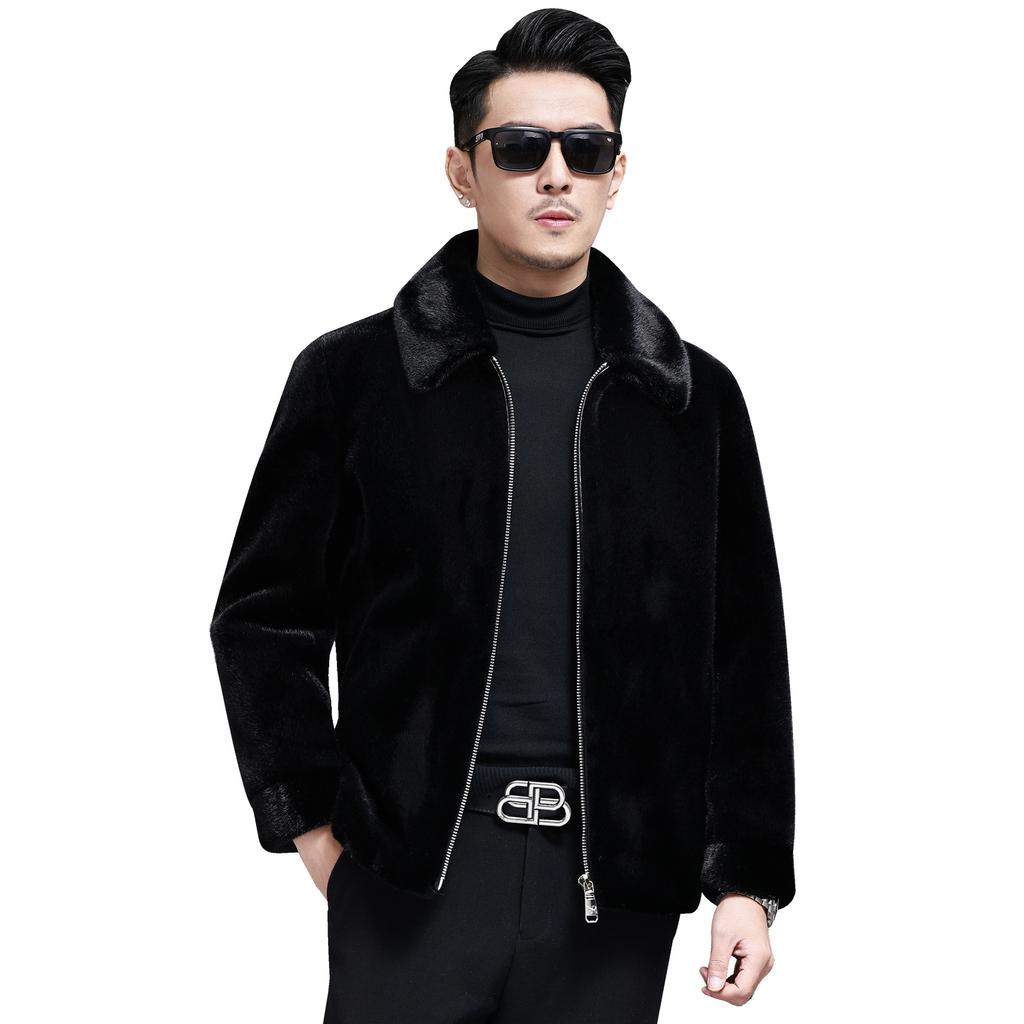 Winter All-in-One Nerzmantel, Nerzfell, Haining Imitationsnerz Daunenmantel, Herren Kapuzen-Freizeitjacke, Dick