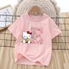 2026 Summer New Trendy Cool Childrens Tshirt Katie Cat Letter Printed Pure Cotton Round Neck Parent Child Wear Unisex