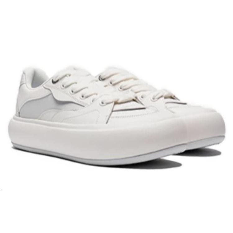 Li Ning Cream Puff Platform Slip Resistant Low top Skateboard Shoes Women's White Gray AZGU012-1
