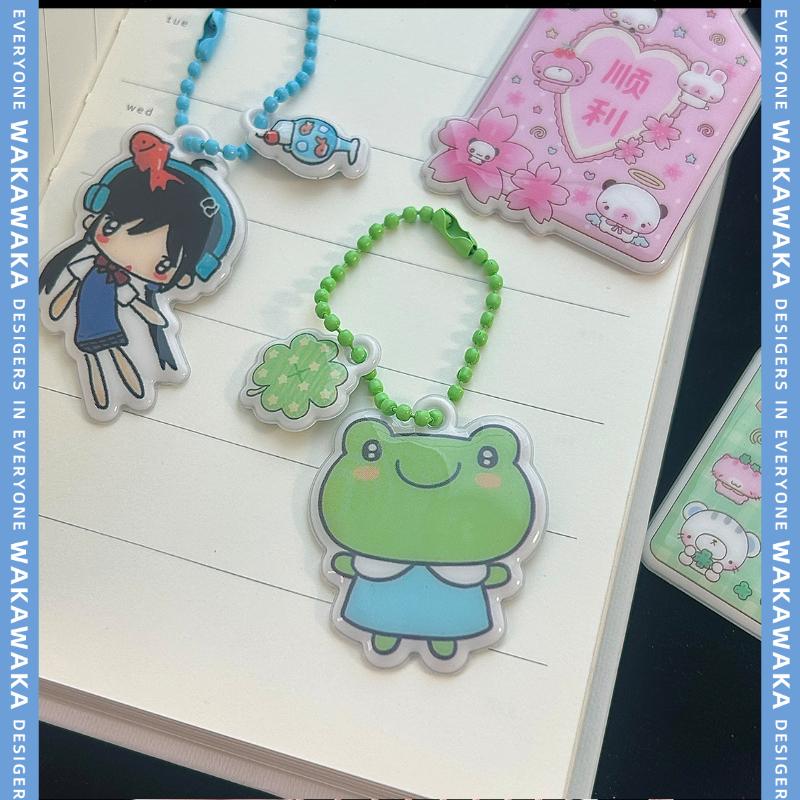 Cute Mini Puff Foam Keychain Cartoon Girl Phone Keyring Pendant Key Hanging Decoration Bag Charms For Couple Gifts