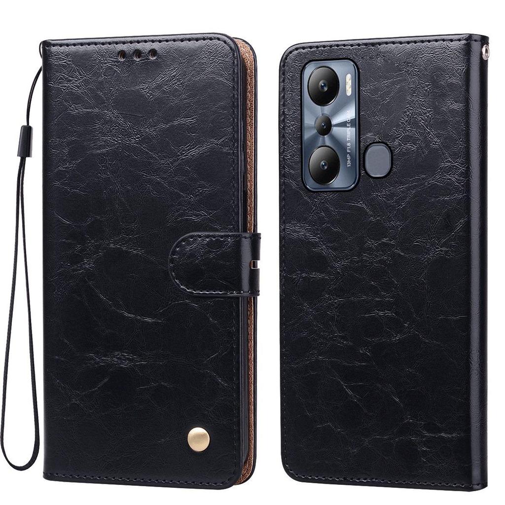 Vintage Crazy Horse Texture PU Leather Flip Wallet Phone Case for infinix HOT 20i Card Holder Kickstand Shockproof Protective Cover
