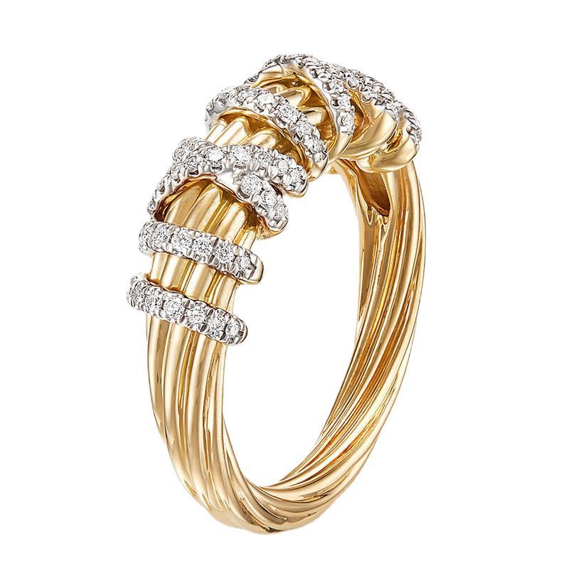 Accessories Fashion Style Line Gold Set Diamond Ring Temperament Internet Celebrity Ring Fu