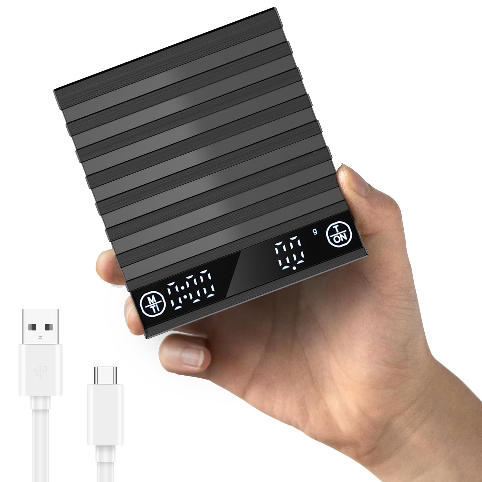 

HUAJUN Мини Кофе Дрип Цифровой Подходит для USB Черный Весы, Весы, Весы, Шаг 0.1 г, 0.2 г-2000 г, Эспрессо, Таймер, Тара, Нескользящий, Type-C чёрный