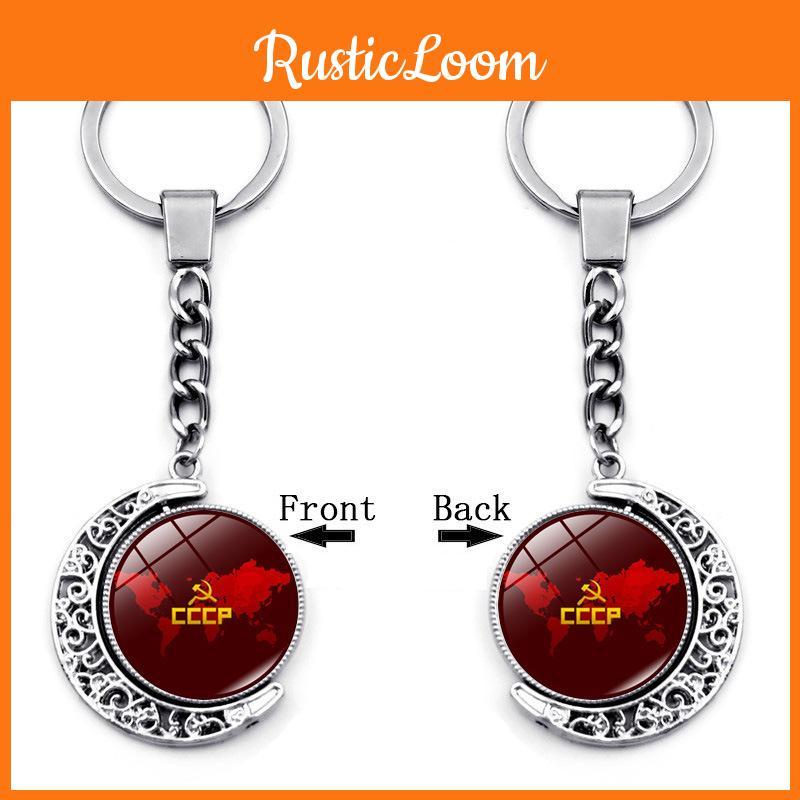 Distintivo Sovietico Moderno Semplice Portachiavi CCCP Russo Ciondolo Luna Double-sided