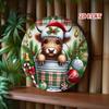 Rustic Scottish Highland Cow Metal Wall Art Round Plaque Farmhouse Decor 7.8 Inch