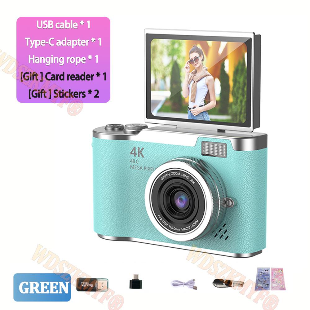180° Flip Screen Digital Camera 48MP Retro CCD 8X Digital Zoom Student Compact Photography Camcorder Selfie Cam Video Recorder
