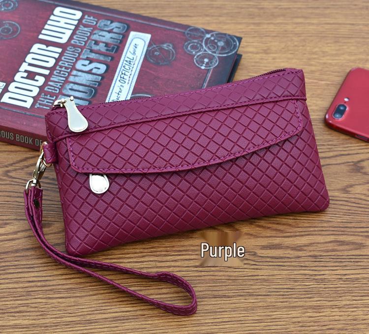 Women’s Embossed Plaid Clutch: Stylish Korean-Inspired Small Bag for Grocery Shopping