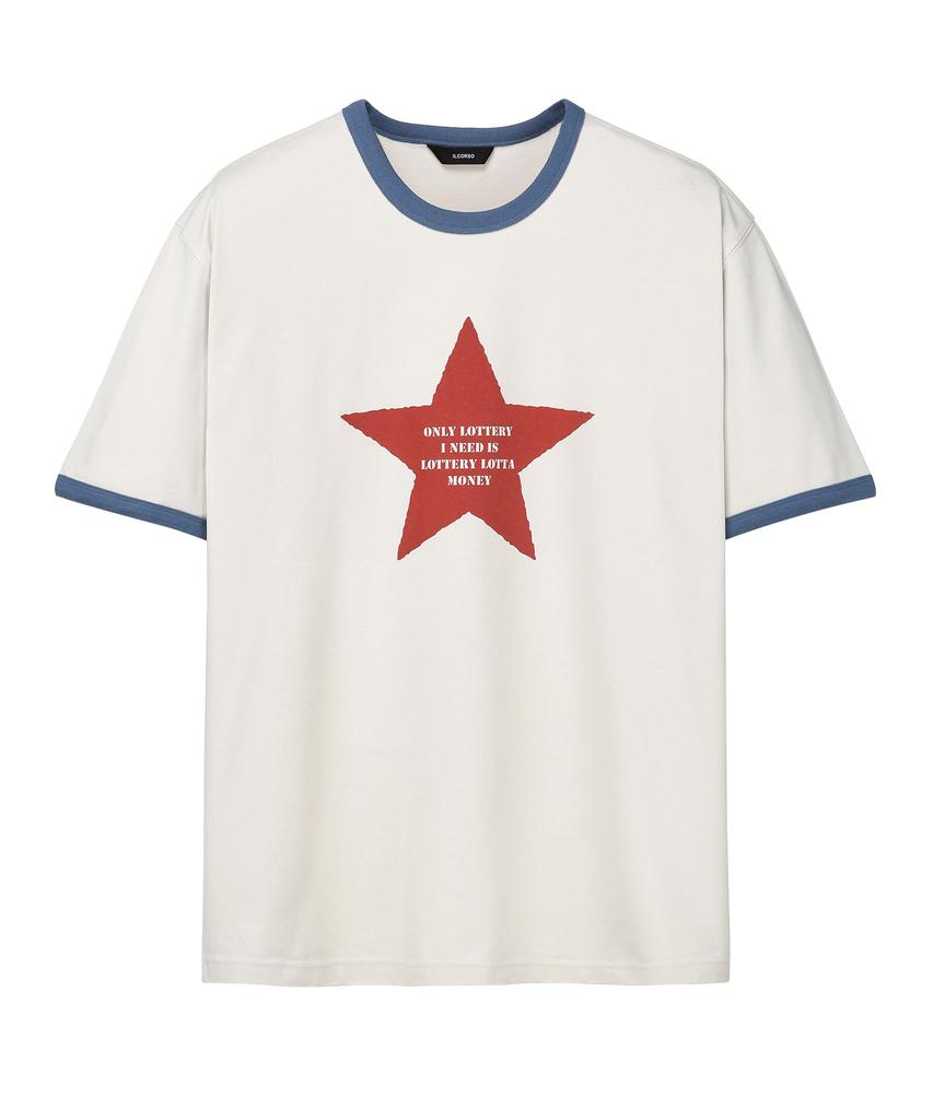 IL CORSO Living Star Ringer Short Sleeve T-Shirt Cream Iets5E417Cr