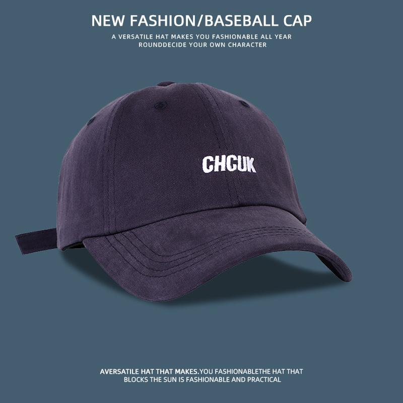 Vintage Versatile Embroidered Peaked Cap Children Wide Eaves Big Head Circumference Show Face Small Soft Top Shade Baseball Cap Men