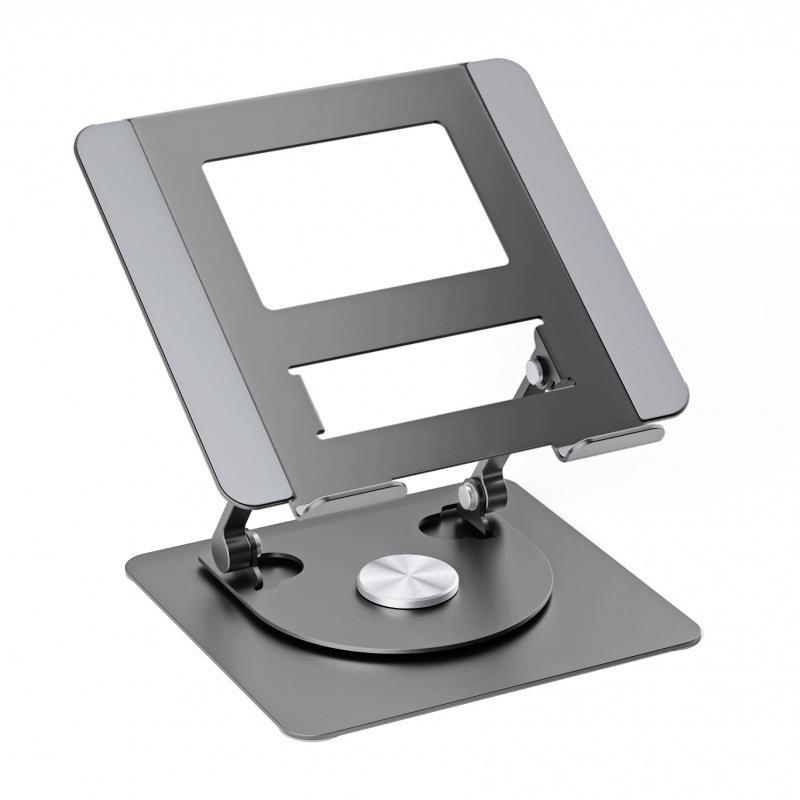 

Adjustable Aluminum Laptop Cooling Stand - Rotating, Lifting, Foldable (Silver/Black) сірий колір