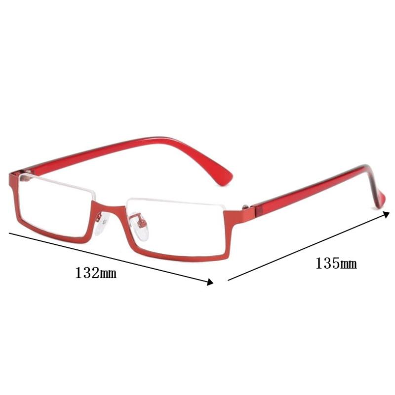 Y2K Cadru Ochelari Anime Japonez Pătrat Mic Cosplay Roșu Ochelari Jumătate Cadru Fără Lentile Ochelari de Vedere Rectangulari Metalici