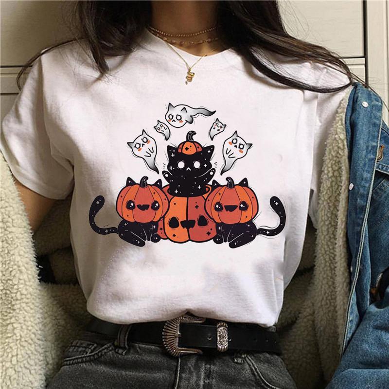 Women Anime Print T-Shirt Grunge Loose Steampunk Tees Gothic Female Harajuku Summer Clothing E-Girl Kawaii Aesthetic Top