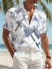 Fashionable Hawaiian Men'S Casual Shirt with Geometric Patterns, Featuring a Tailored Collar And Button Front, Suitable for Outdoor Activities