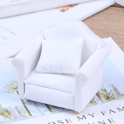 1/12 Puppenhaus Miniatur Weißes Sofa mit Rückenkissen Puppenhaus Zubehör