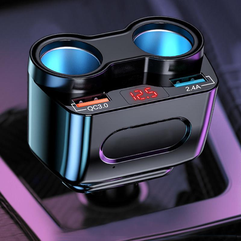 Auto-Zigarettenanzünder-Splitter-Ladegerät 2 USB QC 3.0 Schnellladung 12V Auto-Ladenetzteilstecker für iPhone Typ C