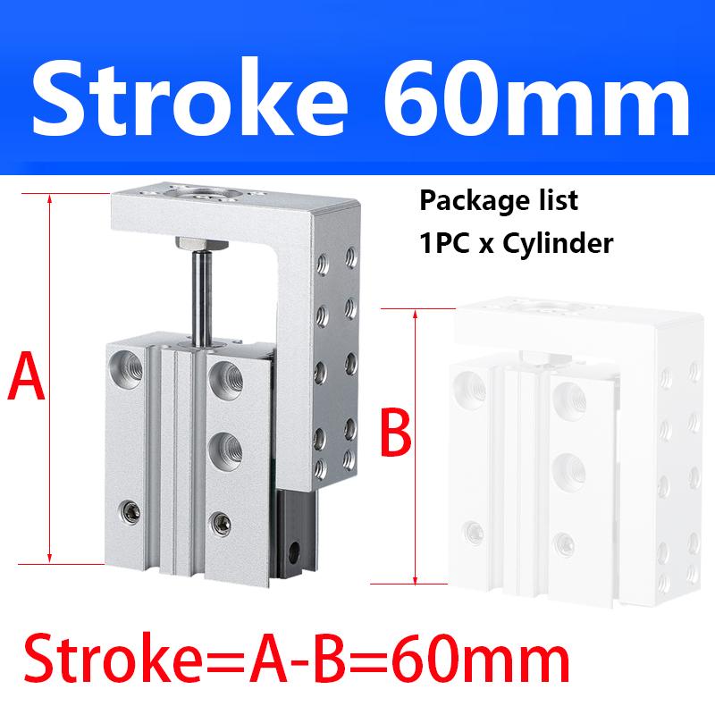 MXH6 MXH10 MXH16 MXH20 Rail Cylinder  Precision Pneumatic Air Linear Side Rail Guide Rod Cylinder