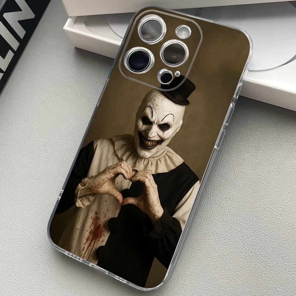 

The-Clowns-horrors-T-Terrifier Transparent Back Phone Case For iPhone 17 16 15 13 12 11 14 Pro Max Mini Plus Silicone Bumper iPhone 14 pro