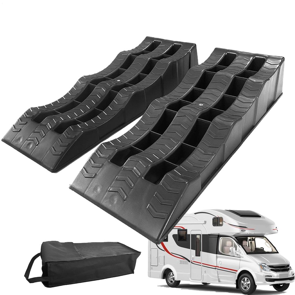 Car Leveling Ramps 2pcs Heavy-Duty Camper Leveling Blocks Lightweight Trailer Wheel Chocks and Levelers Multifunctional Travel