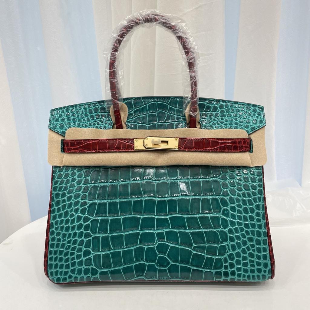 2025 Explosive Color Matching American Crocodile Pattern Platinum 25/30. Full-pair Version Strapless High-end Fashion Portable Women's Bag