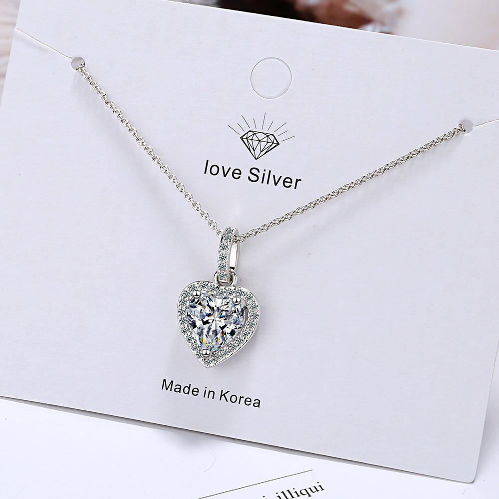 Zircon Heart-Shaped Diamond Clavicle Necklace for Women - Minimalist Internet Celebrity Pendant