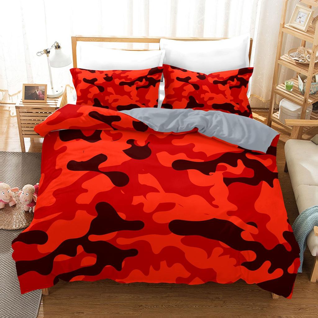 Bedding Home Textiles 3D Digital Printing Three-Piece Military Camouflage Quilt Cover Pillowcase