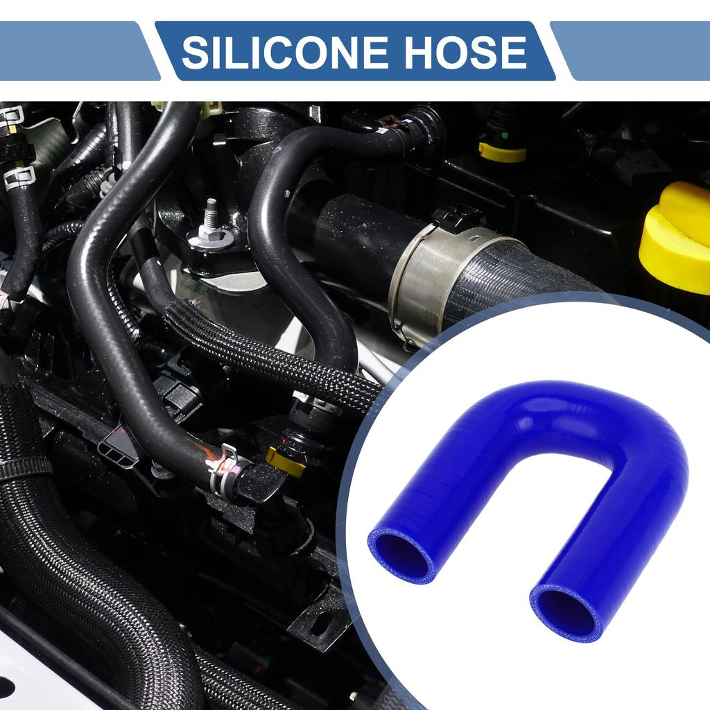 X AUTOHAUX 1 piece Inner Diameter 32mm Length 120mm 180 Degree Blue Car Silicone