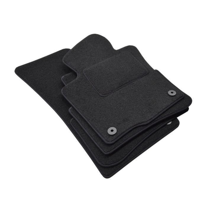 Tapis de sol - VW - Passat B6-B7 - Velours noir - Ajustement précis - Antidérapant 2007-2016