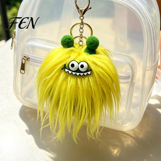 Backpacks Decorative Accessory Long Haired Plush Creature Keychain, Cartoon Plushie Bag Charm, Furry Keyring Pendant for Handbags Keys Fluffy Bags