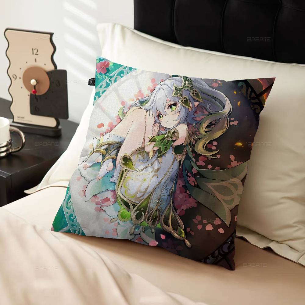 Genshin Impact Kawaii Anime Nahida Cushion Cover Polyester Sofa Cushions Decorative Throw Pillows Home Decoration Pillowcover