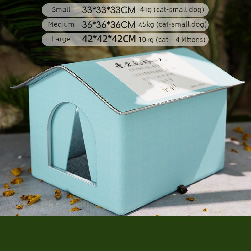

Fully Enclosed Insulated Cat House with Door Curtain Elevated Waterproof Outdoor Pet Shelter Cats Winter Weatherproof Warm Nest S 33X33X33CM