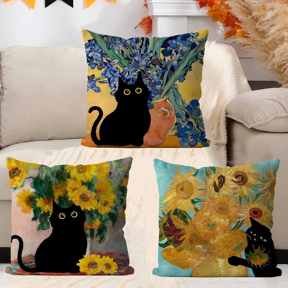 Katze Und V-Vincent V-Van Gogh Kissenbezug Design Kissenbezug Dekor Feiertagsdekoration