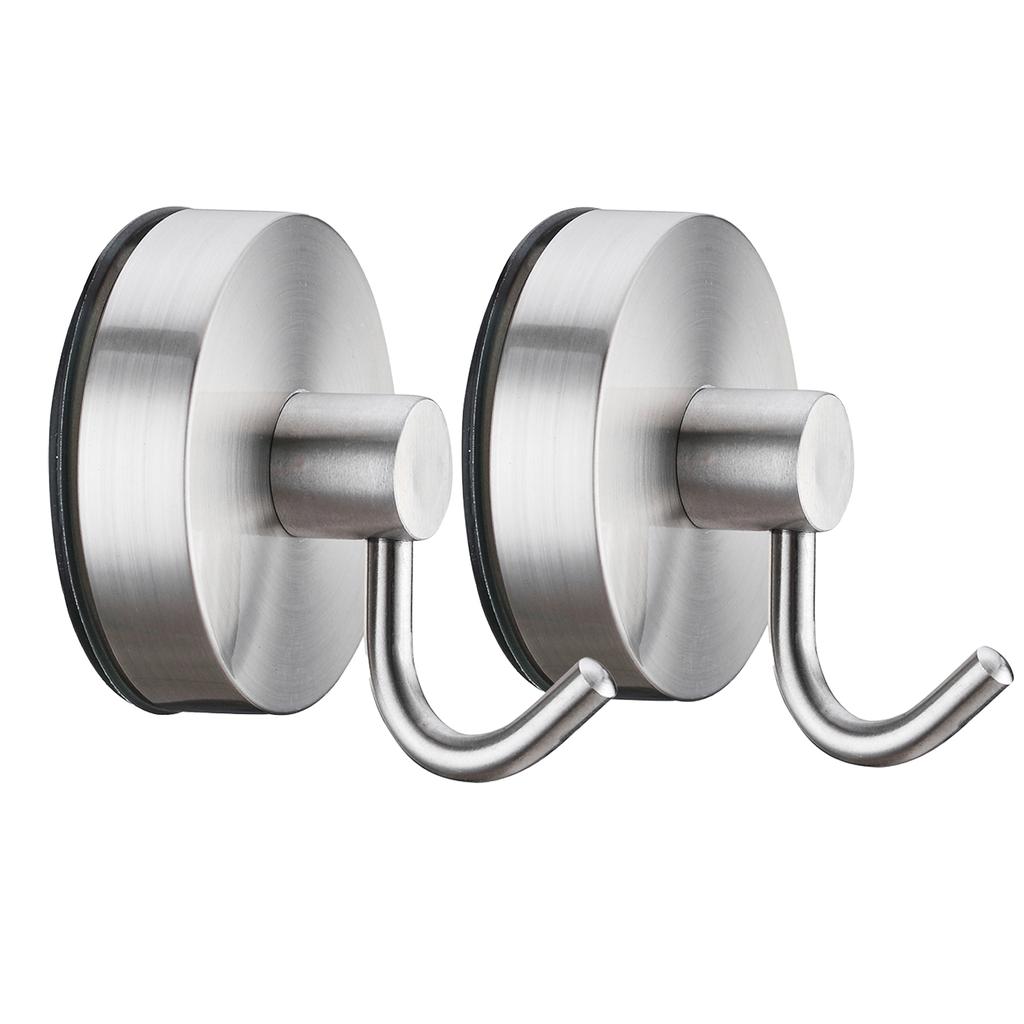 2PCS Black Vacuum Suction Cup Hooks Reusable Shower Hooks Punch-free Wall Hangers Towel Keys Coat Hook Home Bathroom Accessories