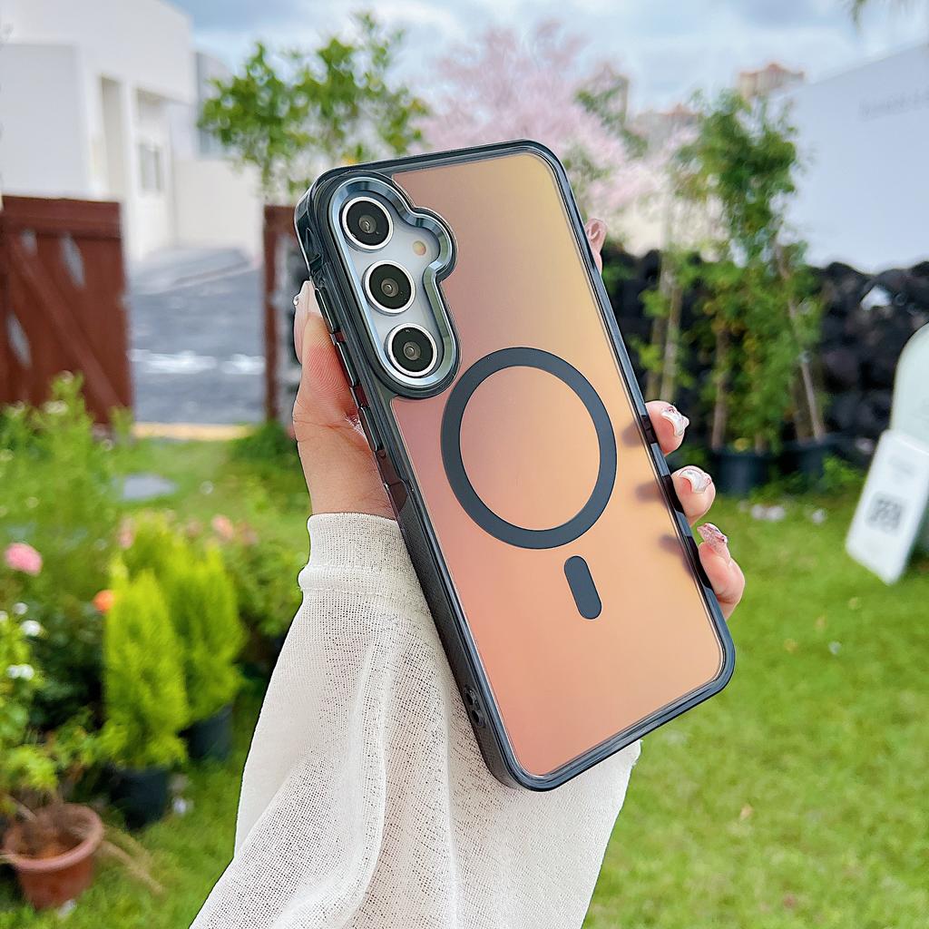 Fashion Laser Gradient Shockproof Magnetic Case For Samsung S25 S24 S23 Ultra Plus S25 Edge A56 A36 A26 A16 Magsafe Cover Coque