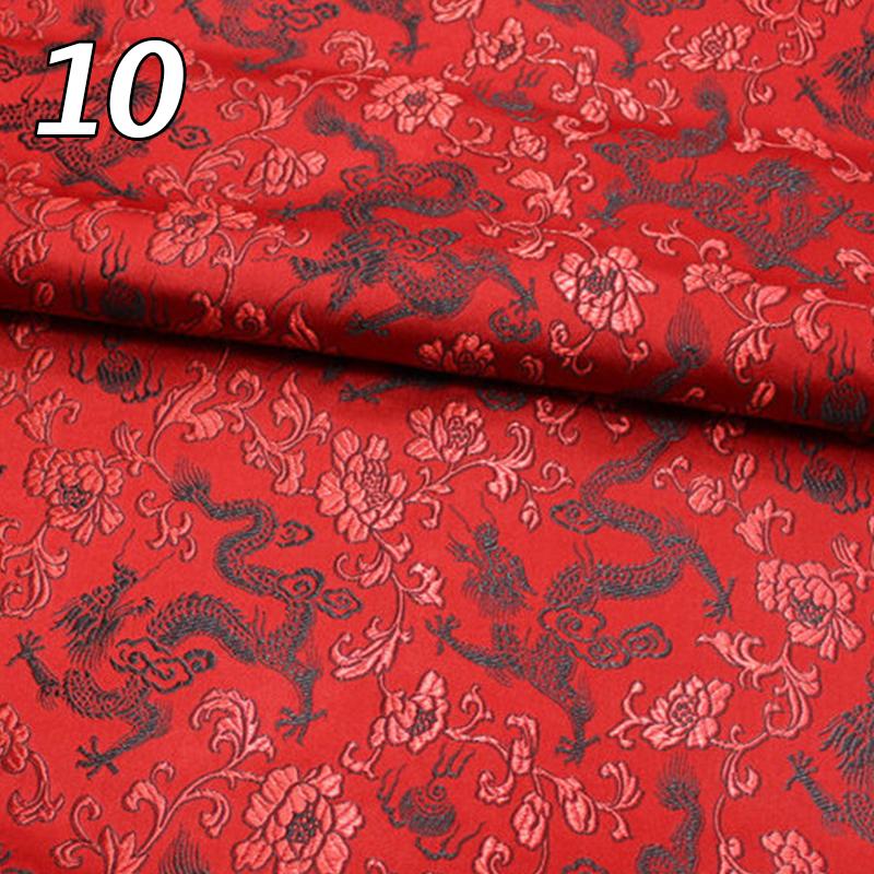 Chinese Traditional Embroidered Silk Brocade Dragon Pattern Fabric Tang Suit Hanfu Cheongsam Kid Wear Pillow Decoration Handmade