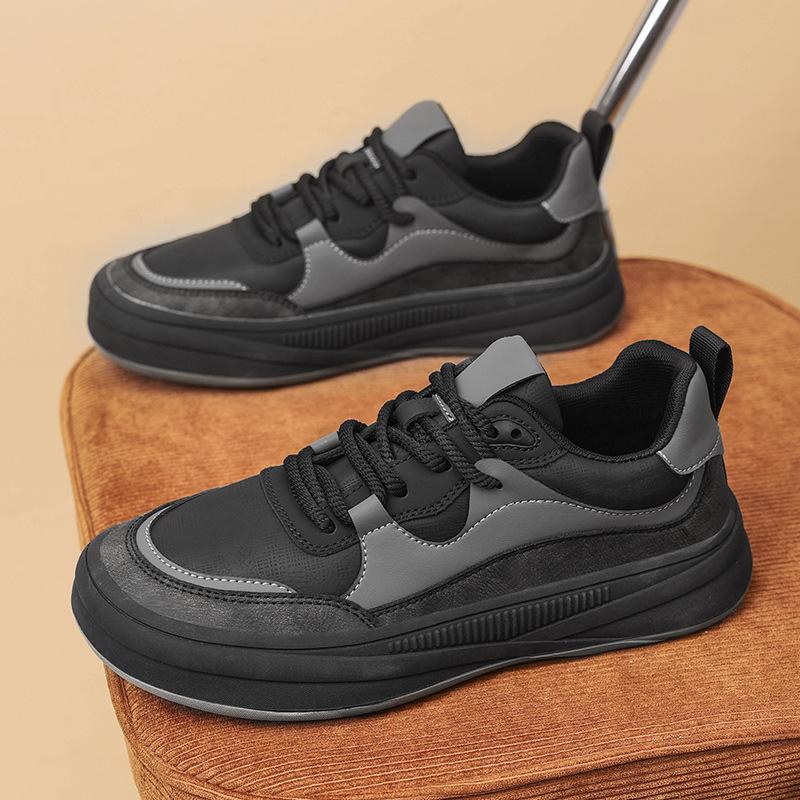 

Men s shoes new autumn trend versatile thick baseplate shoes men s youth leather surface non-slip sports casual heightening shoes 39 чёрный
