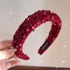 Velvet Wide Hairband Solid Color Sponge Hair Band Shining Sequins Headband  Girl