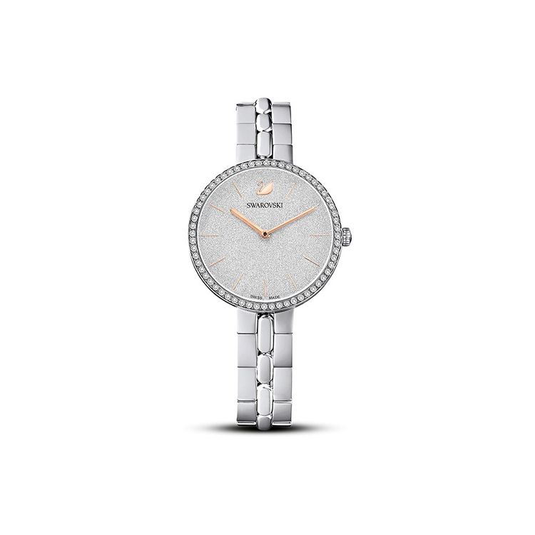 Swarovski Uptown Cosmopolitan Serie Uhr Quarzwerk Silbernes Zifferblatt Damenuhren Weiß-Vergoldet 5517807 Silver Dial white