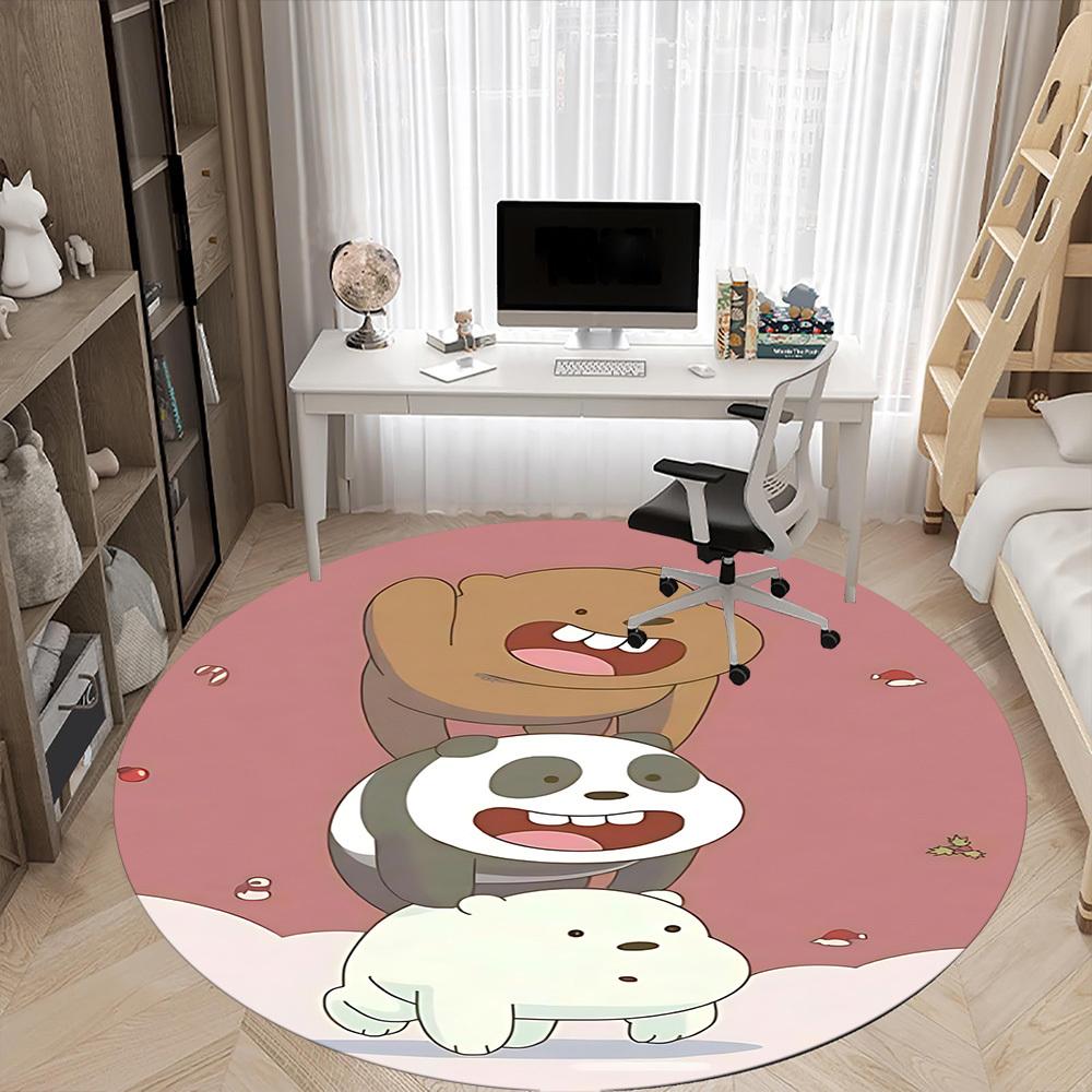 1pc We Bare Bears Friends Office Round Area Rug, Under Office Chairs Bedroom Living Room Home Decor, Room Decoa1022168