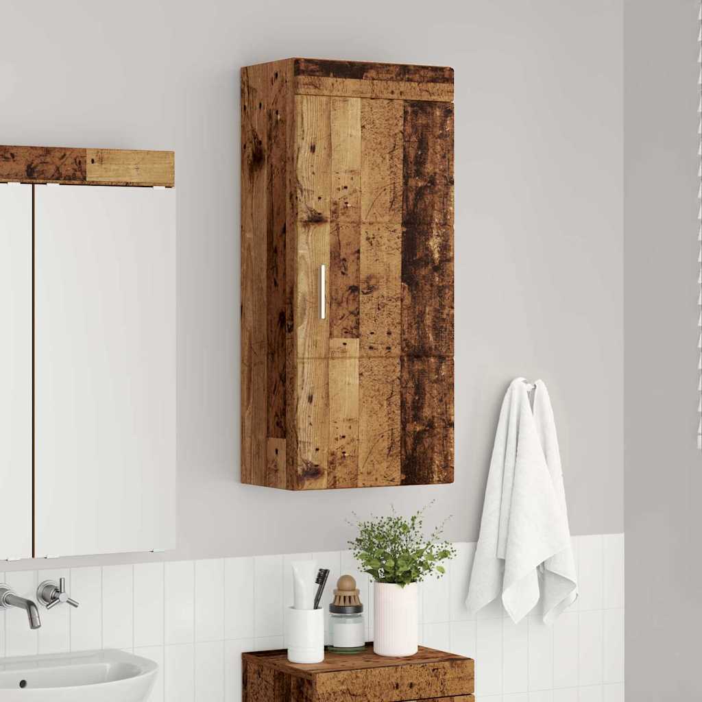 Bathroom Wall Cabinet with Door TULUM Reclaimed Wood Look 37 X 24.5 X 86 Cm