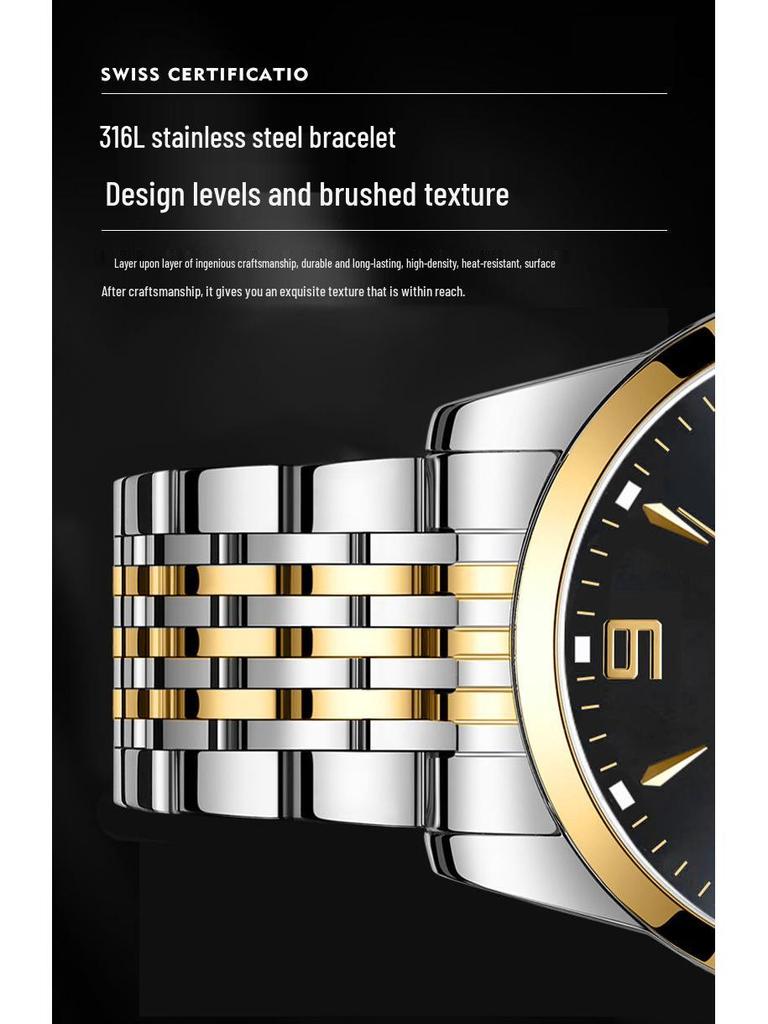 Tianlida Trendy Bestseller Men's Waterproof Quartz Stainless Steel Wristwatch with Date & Week Display