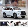 1:32 Scale Lexus LX570 Off-Road Alloy Diecast Car Model,Pull Back Metal Vehicle Toy with Sound and Light 6 Open Doors for Kids Adults Gift Collection