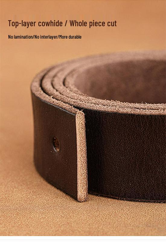 Men's Retro Cowhide Leather Belt, Durable & Versatile for Jeans & Business Attire