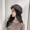Elegant Women's Wool Felt Beret - Japanese Retro, White/Black/Brown/Camel, Autumn/Winter, French Style with Rolled Brim