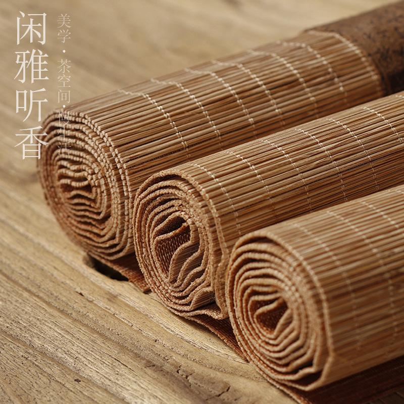 Fabric Bamboo Tea Mat Linen Zen Table Runner Japanese Tea Tray Mat Tablecloth Tea Set Accessories