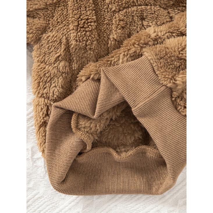 high quality[Girls' Bear Hoodie Set] Girls' Warm Plush Bear Hoodie & Pants Set | Casual Cute Two-Piece with Little Bears Pattern | Autumn Winter