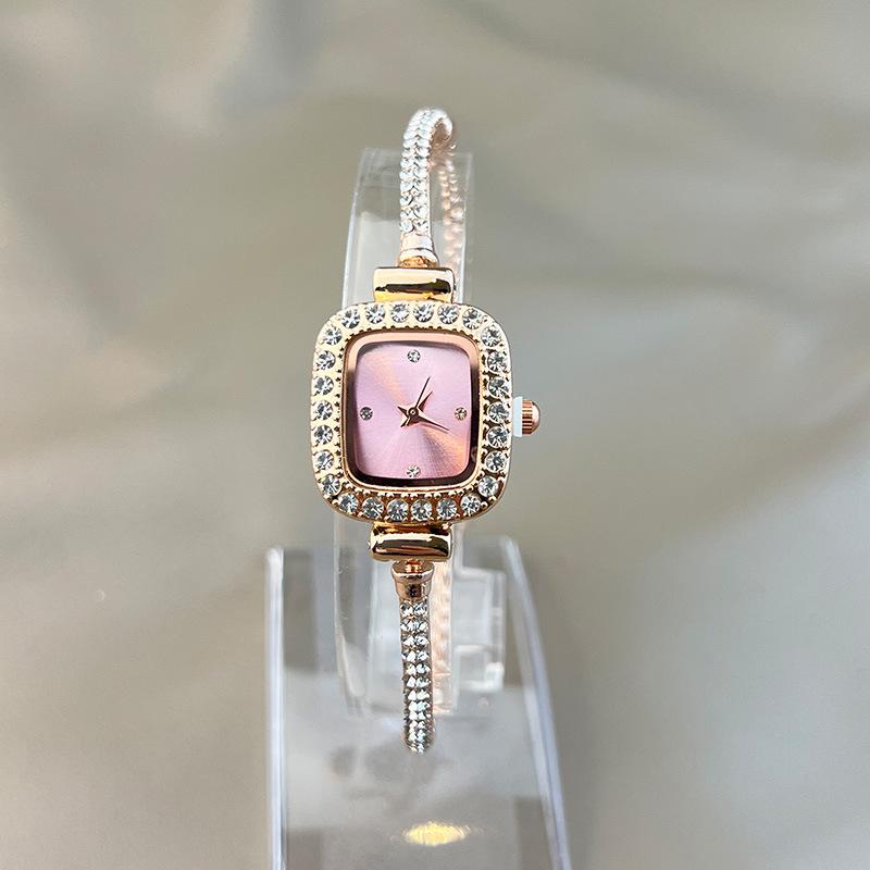 

Diamond Bracelet, Small Square Watch, Niche Light Luxury Bracelet, High-end Temperament Women s Watch розовый
