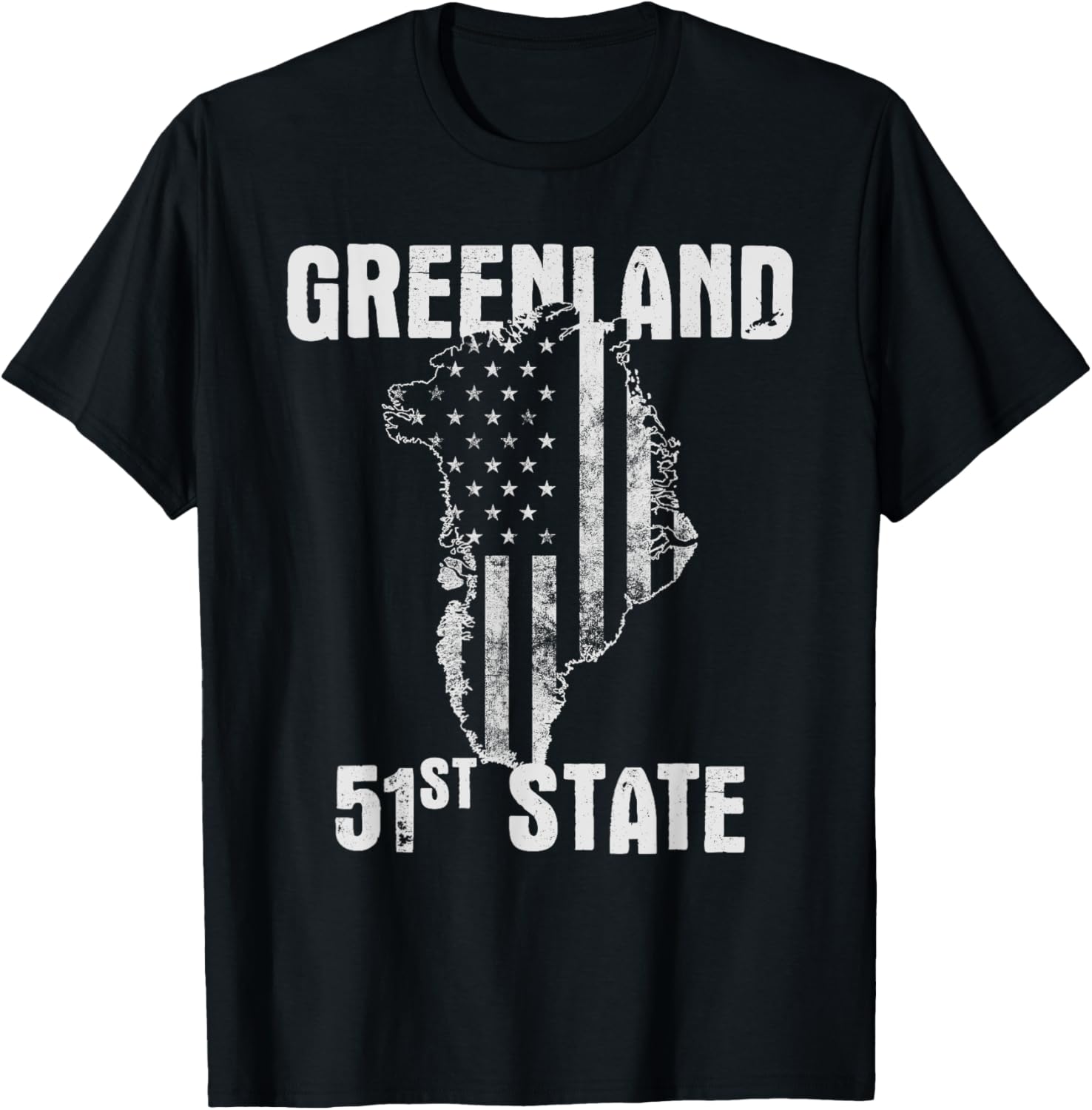 Greenland 51st State Distressed USA Flag Map Silhouette T-Shirt S разноцветный