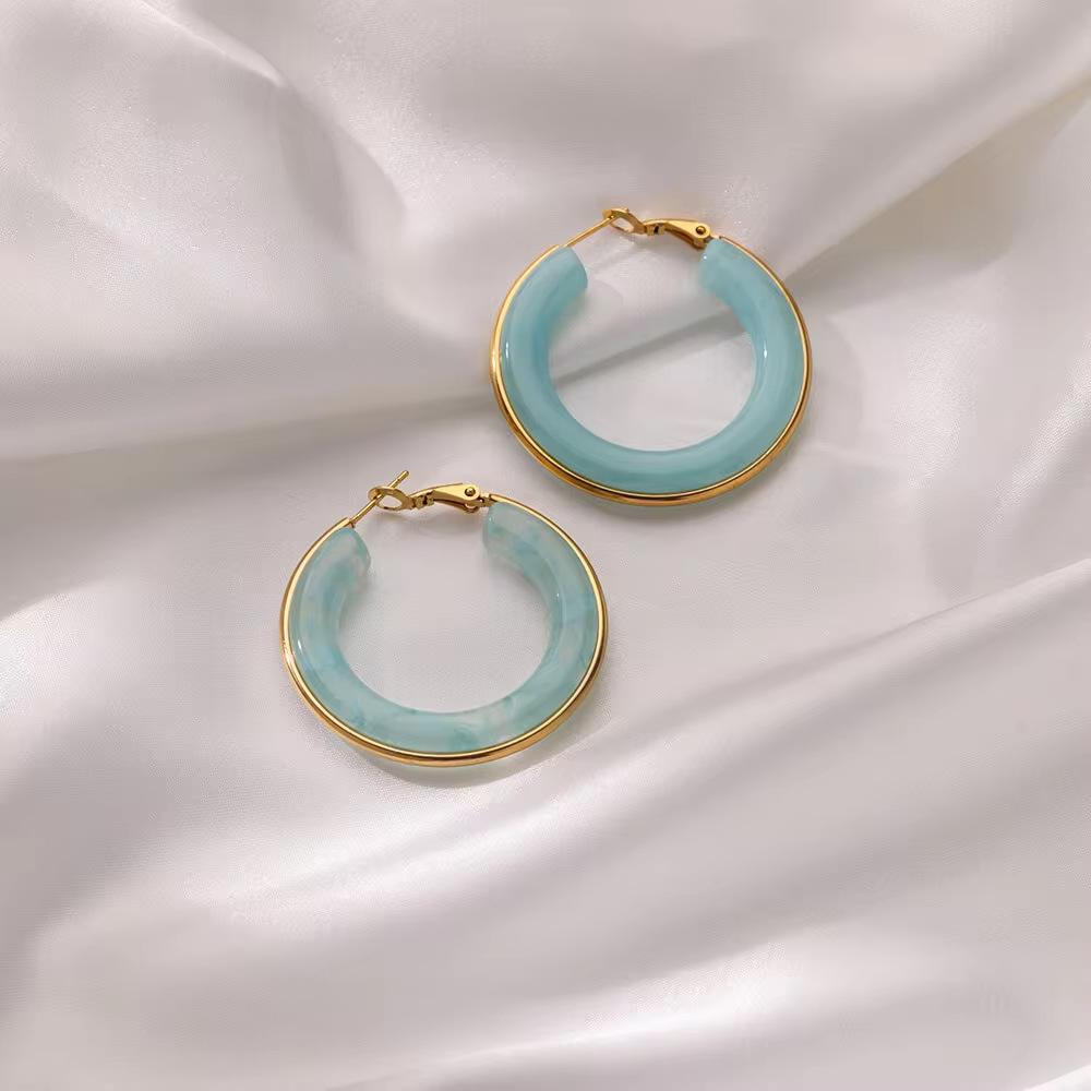 

Acrylic Earrings for Women Waterproof Stainless Steel Minimalist Piercing Ear Jewelry Accessories синій